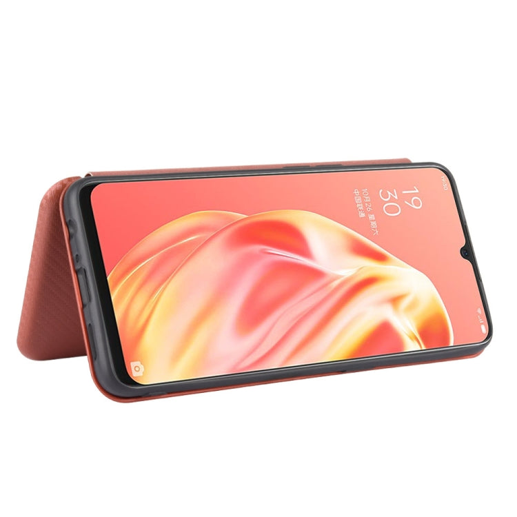 For OPPO A91 / F15 Reno3(Southeast Asia Version) Carbon Fiber Texture Horizontal Flip TPU + PC + PU Leather Case with Card Slot
