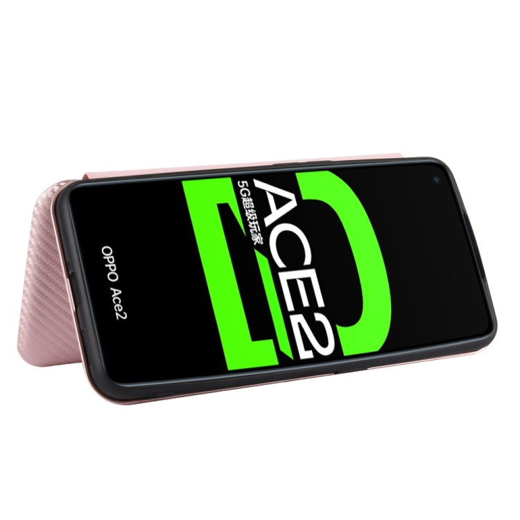 For OPPO Ace2 Carbon Fiber Texture Horizontal Flip TPU + PC + PU Leather Case with Card Slot