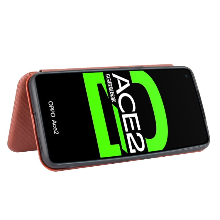 For OPPO Ace2 Carbon Fiber Texture Horizontal Flip TPU + PC + PU Leather Case with Card Slot