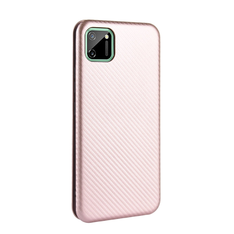 For OPPO Realme C11 Carbon Fiber Texture Horizontal Flip TPU + PC + PU Leather Case with Card Slot