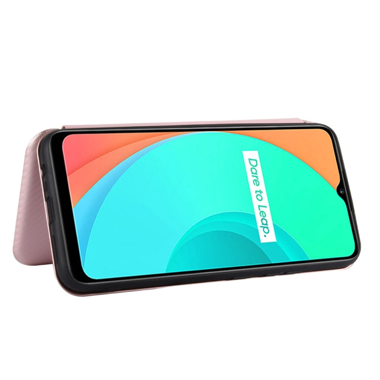 For OPPO Realme C11 Carbon Fiber Texture Horizontal Flip TPU + PC + PU Leather Case with Card Slot