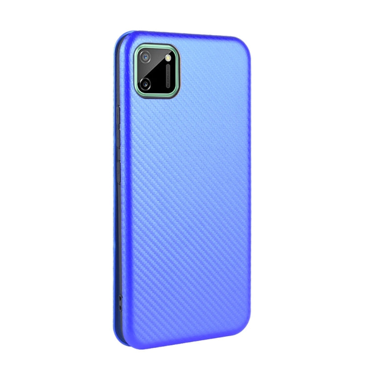 For OPPO Realme C11 Carbon Fiber Texture Horizontal Flip TPU + PC + PU Leather Case with Card Slot
