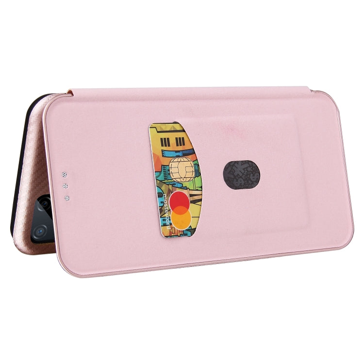 For OPPO Realme C15 Carbon Fiber Texture Horizontal Flip TPU + PC + PU Leather Case with Card Slot