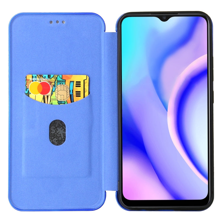 For OPPO Realme C15 Carbon Fiber Texture Horizontal Flip TPU + PC + PU Leather Case with Card Slot