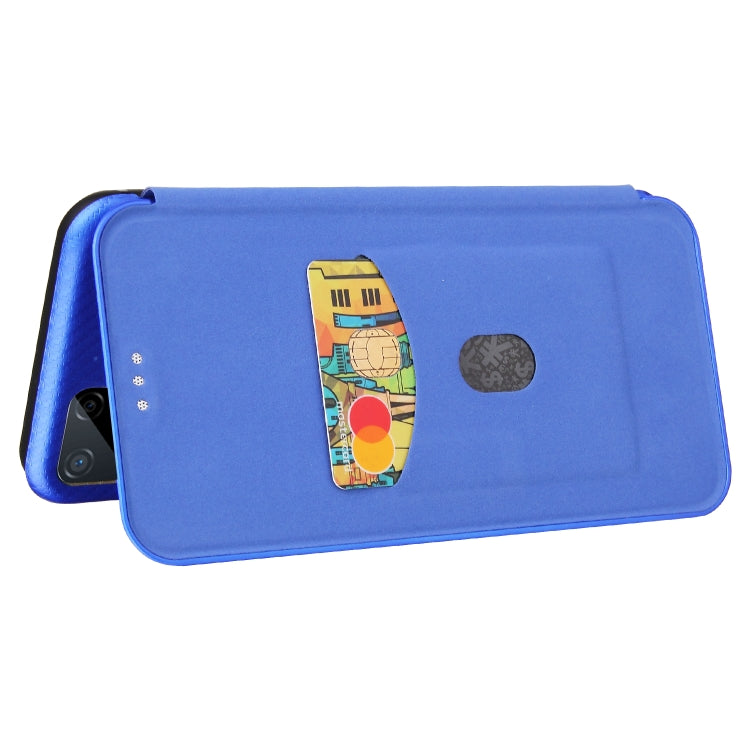 For OPPO Realme C15 Carbon Fiber Texture Horizontal Flip TPU + PC + PU Leather Case with Card Slot