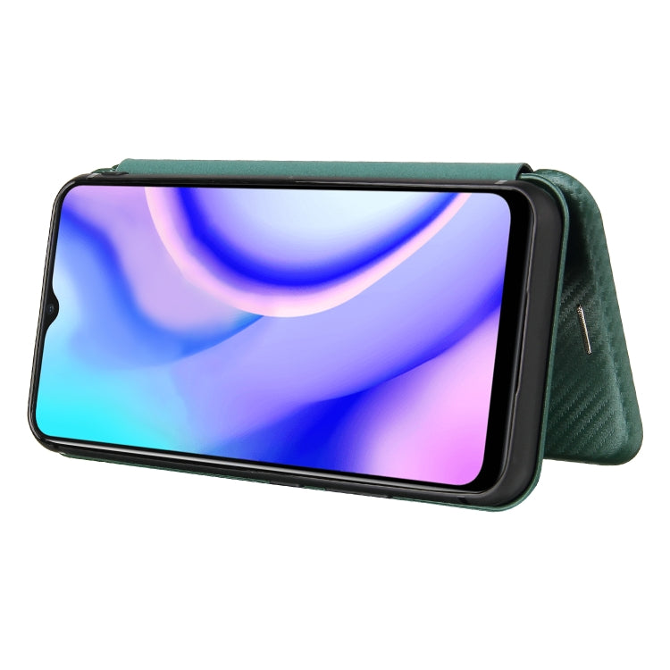 For OPPO Realme C15 Carbon Fiber Texture Horizontal Flip TPU + PC + PU Leather Case with Card Slot