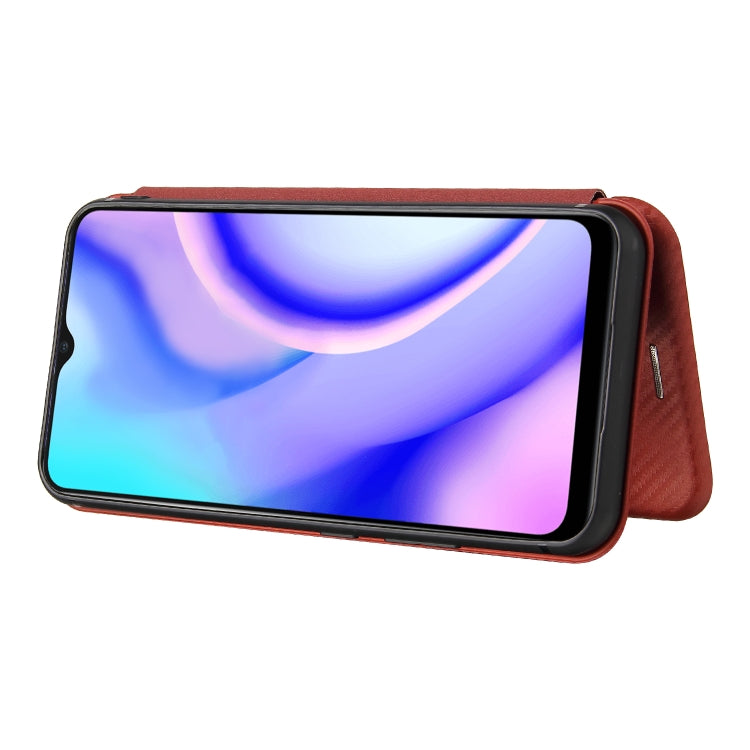 For OPPO Realme C15 Carbon Fiber Texture Horizontal Flip TPU + PC + PU Leather Case with Card Slot