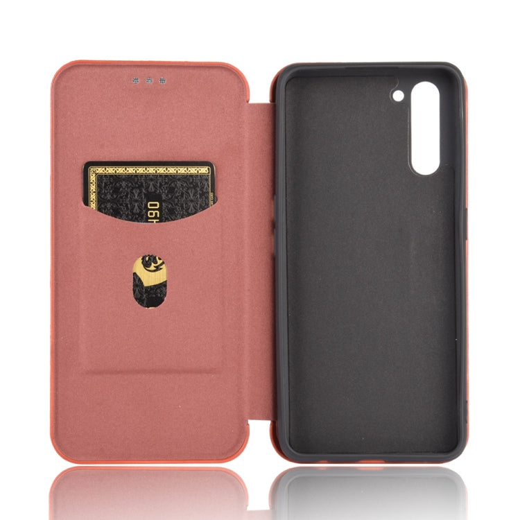 For OPPO Reno3 A(Japanese Version) Carbon Fiber Texture Horizontal Flip TPU + PC + PU Leather Case with Card Slot