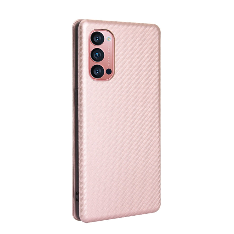 For OPPO Reno4 Pro 5G Carbon Fiber Texture Horizontal Flip TPU + PC + PU Leather Case with Card Slot