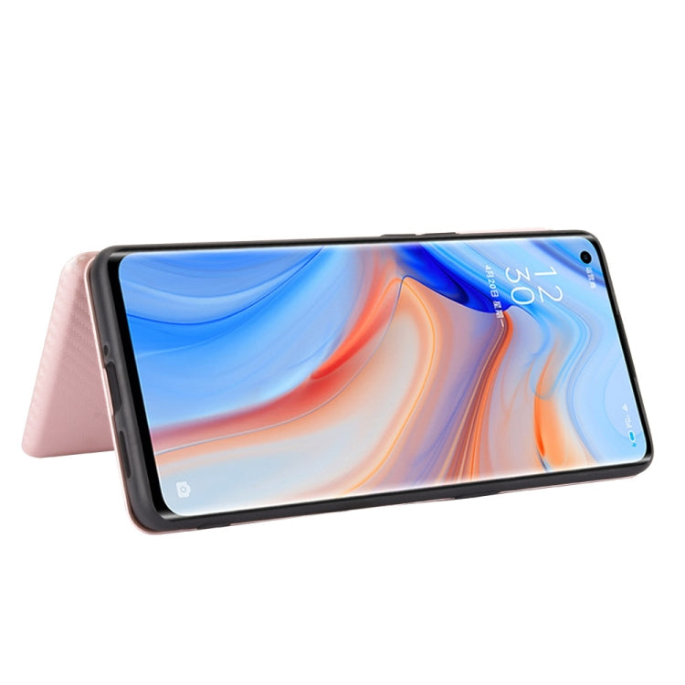 For OPPO Reno4 Pro 5G Carbon Fiber Texture Horizontal Flip TPU + PC + PU Leather Case with Card Slot