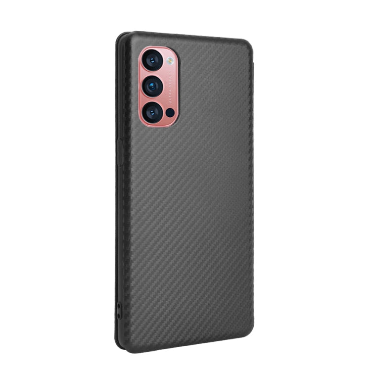 For OPPO Reno4 Pro 5G Carbon Fiber Texture Horizontal Flip TPU + PC + PU Leather Case with Card Slot