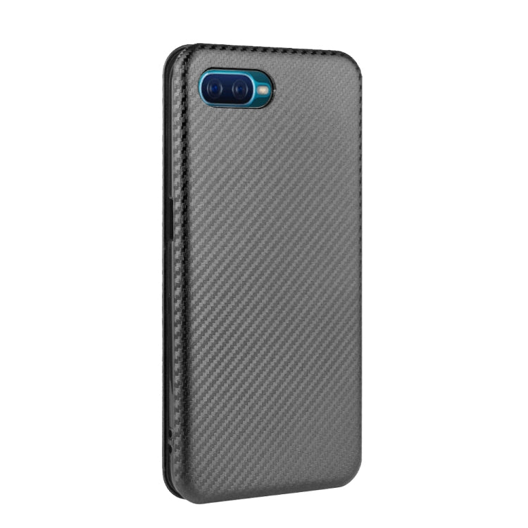 For OPPO Reno A Carbon Fiber Texture Horizontal Flip TPU + PC + PU Leather Case with Card Slot
