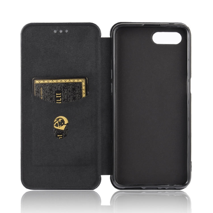 For OPPO Reno A Carbon Fiber Texture Horizontal Flip TPU + PC + PU Leather Case with Card Slot