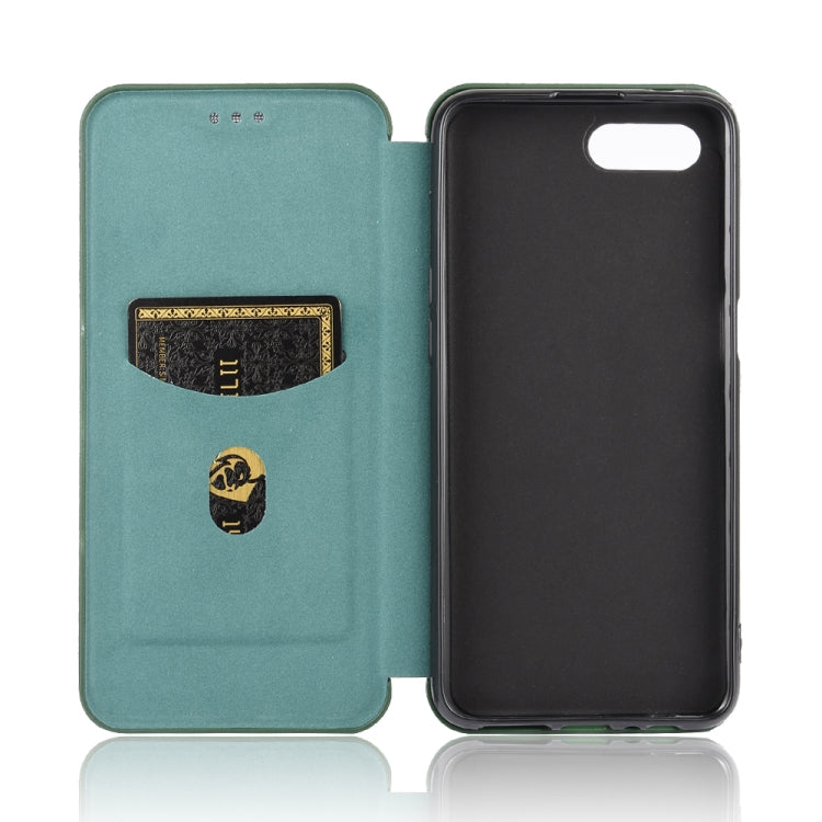 For OPPO Reno A Carbon Fiber Texture Horizontal Flip TPU + PC + PU Leather Case with Card Slot