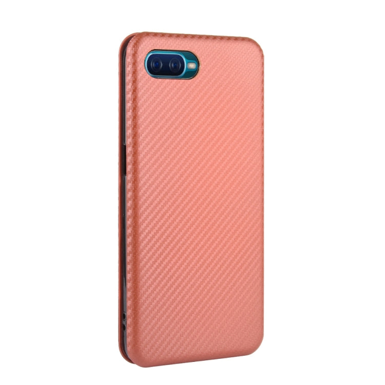 For OPPO Reno A Carbon Fiber Texture Horizontal Flip TPU + PC + PU Leather Case with Card Slot