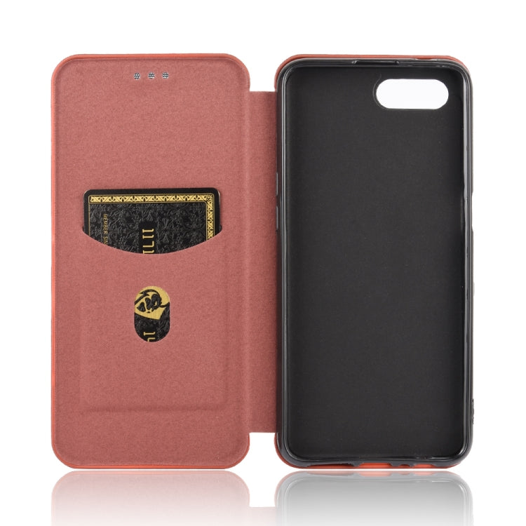 For OPPO Reno A Carbon Fiber Texture Horizontal Flip TPU + PC + PU Leather Case with Card Slot