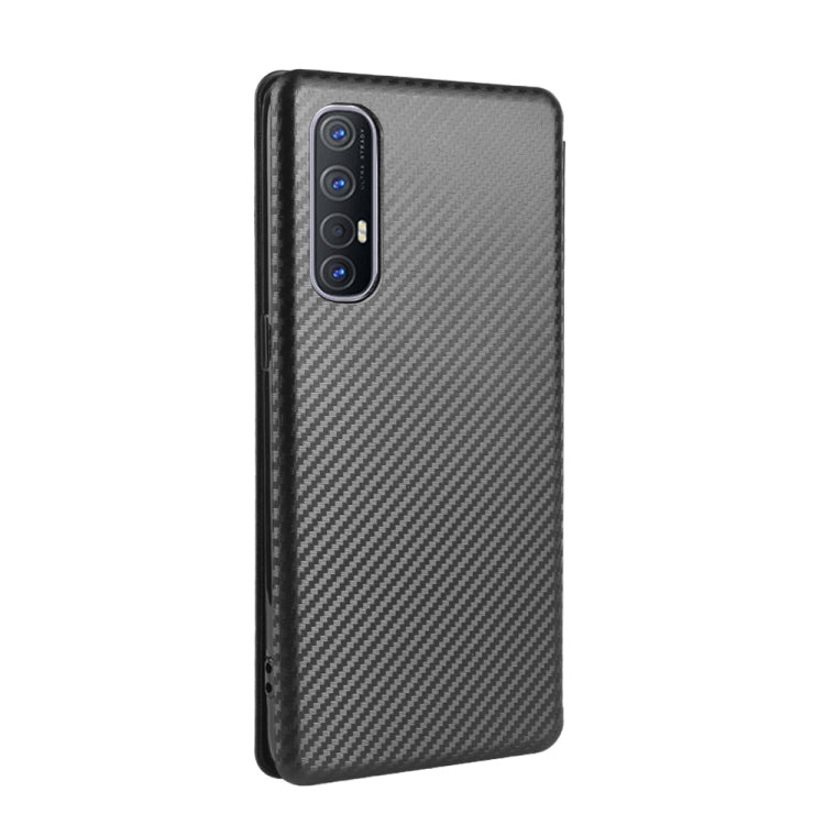 For OPPO Reno3 5G (Japanese Version) Carbon Fiber Texture Horizontal Flip TPU + PC + PU Leather Case with Card Slot