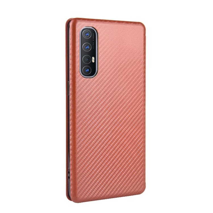 For OPPO Reno3 5G (Japanese Version) Carbon Fiber Texture Horizontal Flip TPU + PC + PU Leather Case with Card Slot