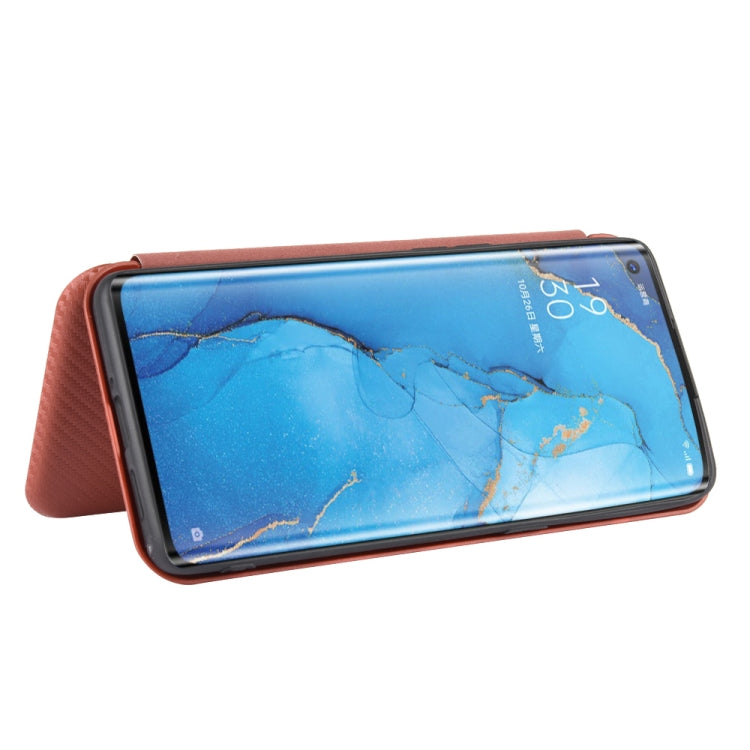For OPPO Reno3 Pro 5G / Find X2 Neo Carbon Fiber Texture Horizontal Flip TPU + PC + PU Leather Case with Card Slot