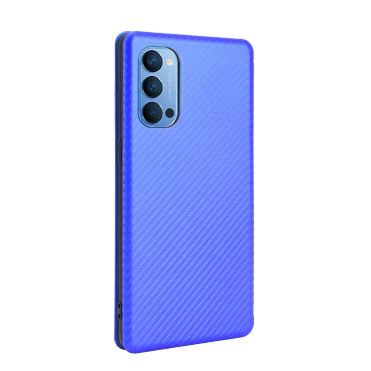 For OPPO Reno4 4G Carbon Fiber Texture Horizontal Flip TPU + PC + PU Leather Case with Card Slot
