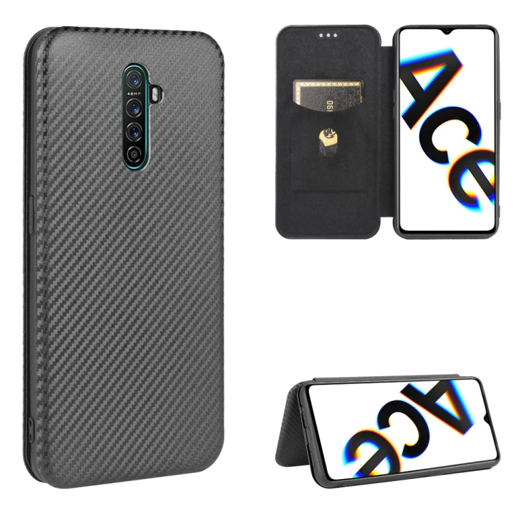 For OPPO Rnoe Ace Carbon Fiber Texture Horizontal Flip TPU + PC + PU Leather Case with Card Slot