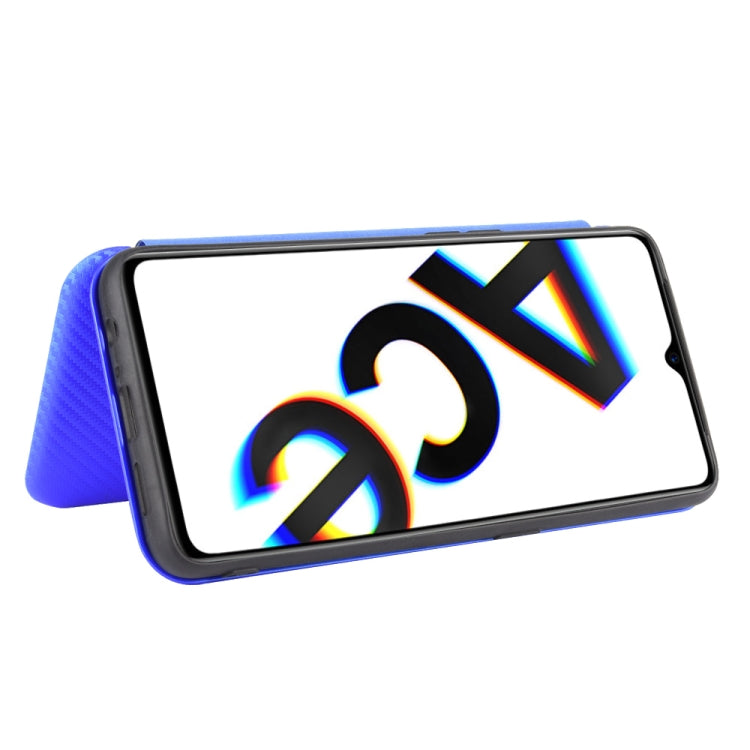 For OPPO Rnoe Ace Carbon Fiber Texture Horizontal Flip TPU + PC + PU Leather Case with Card Slot