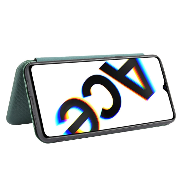 For OPPO Rnoe Ace Carbon Fiber Texture Horizontal Flip TPU + PC + PU Leather Case with Card Slot