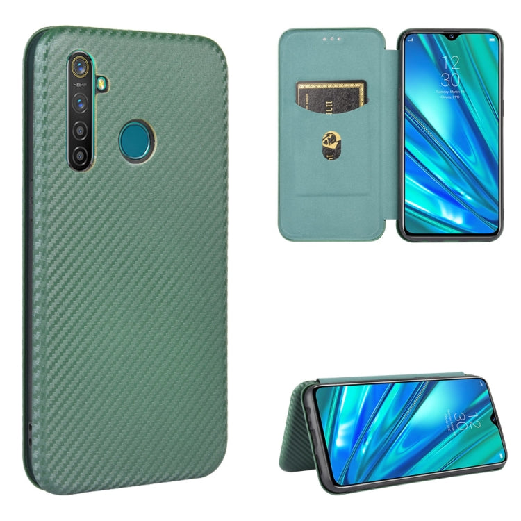 For OPPO Realme 5 Pro / Realme Q Carbon Fiber Texture Horizontal Flip TPU + PC + PU Leather Case with Card Slot