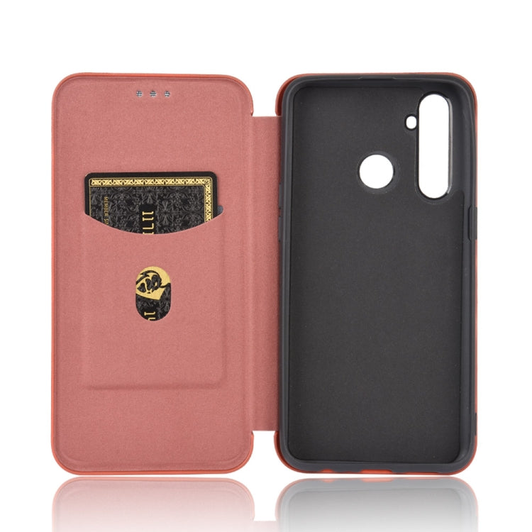 For OPPO Realme 5 Pro / Realme Q Carbon Fiber Texture Horizontal Flip TPU + PC + PU Leather Case with Card Slot