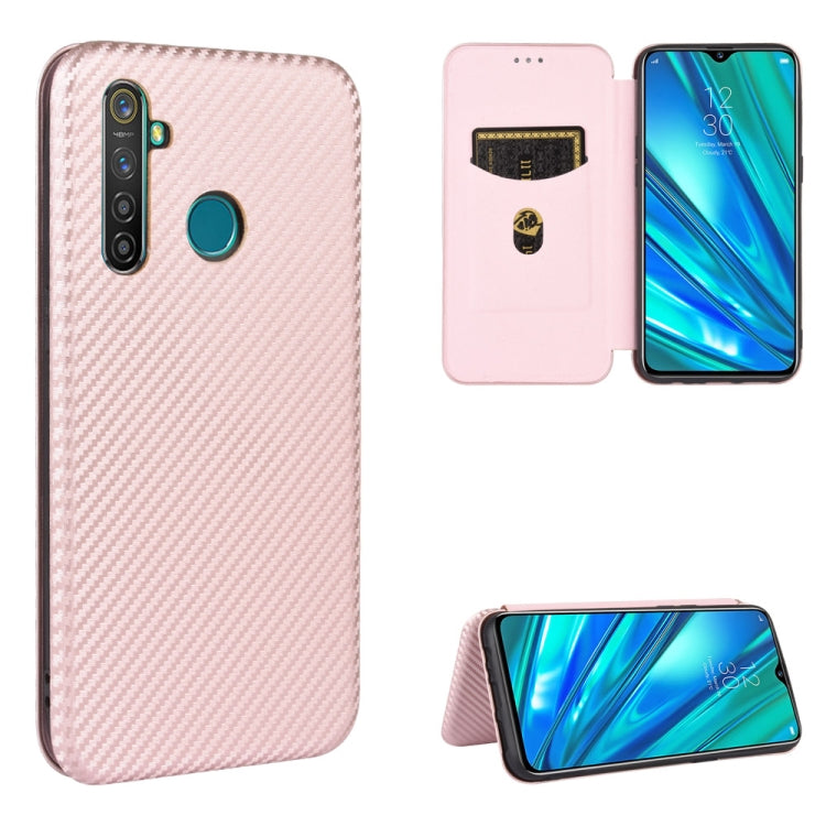 For OPPO Realme 5 / Realme 5s Carbon Fiber Texture Horizontal Flip TPU + PC + PU Leather Case with Card Slot