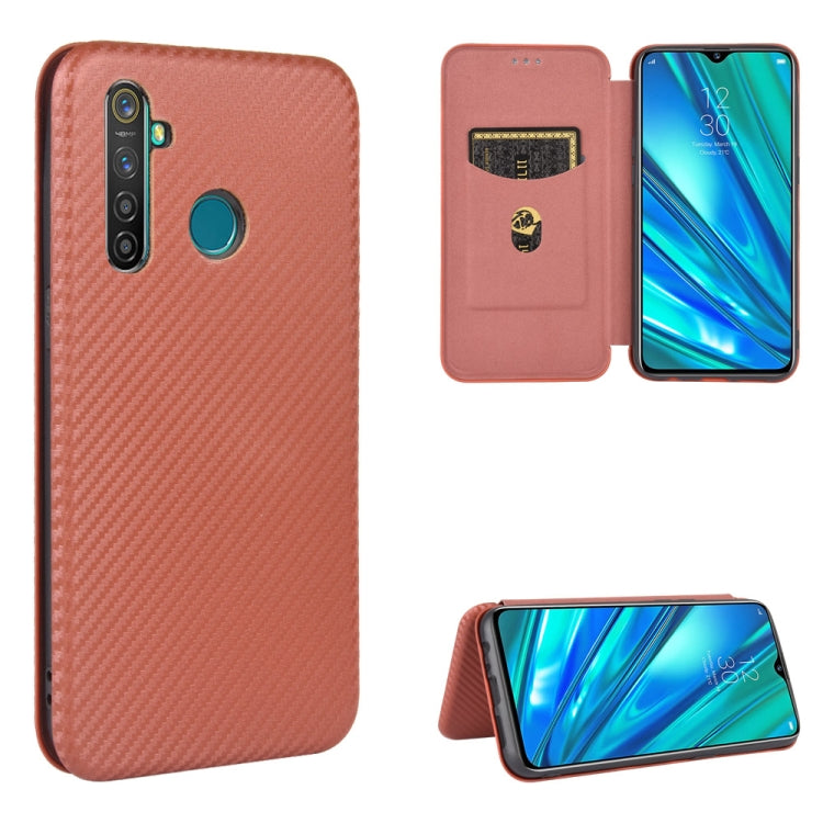 For OPPO Realme 5 / Realme 5s Carbon Fiber Texture Horizontal Flip TPU + PC + PU Leather Case with Card Slot