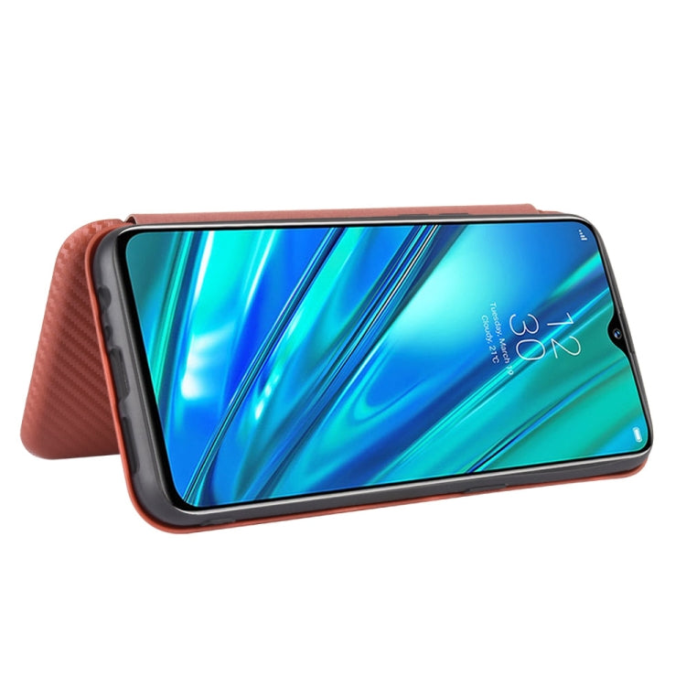 For OPPO Realme 5 / Realme 5s Carbon Fiber Texture Horizontal Flip TPU + PC + PU Leather Case with Card Slot