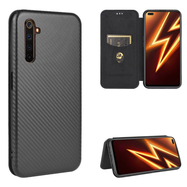 For OPPO Realme 6 Pro Carbon Fiber Texture Horizontal Flip TPU + PC + PU Leather Case with Card Slot