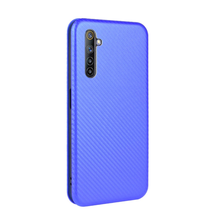 For OPPO Realme 6 Carbon Fiber Texture Horizontal Flip TPU + PC + PU Leather Case with Card Slot