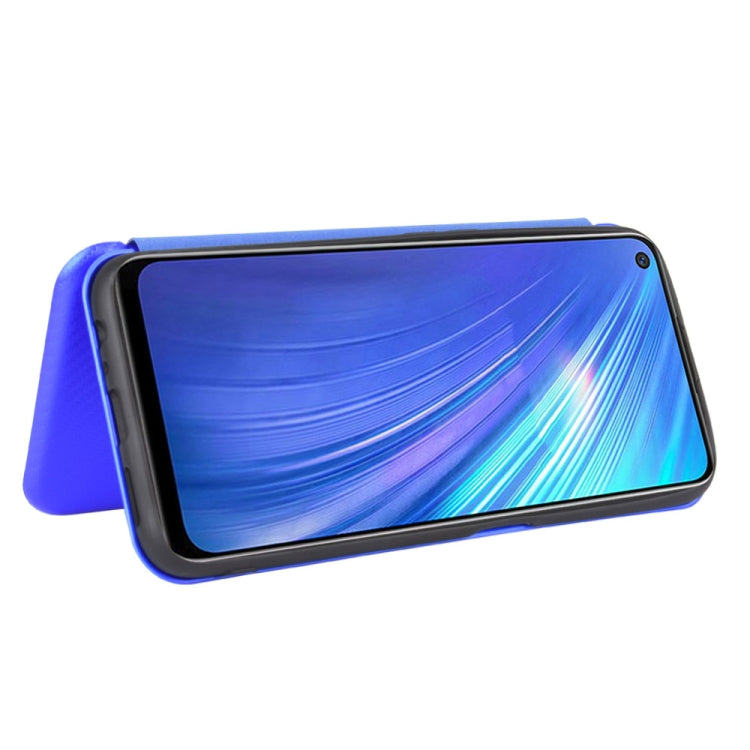 For OPPO Realme 6 Carbon Fiber Texture Horizontal Flip TPU + PC + PU Leather Case with Card Slot