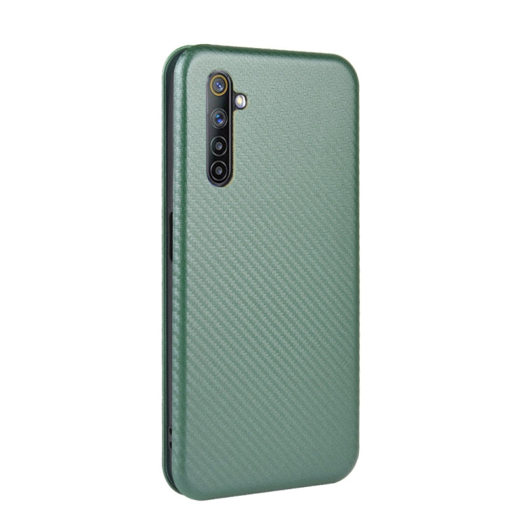 For OPPO Realme 6 Carbon Fiber Texture Horizontal Flip TPU + PC + PU Leather Case with Card Slot