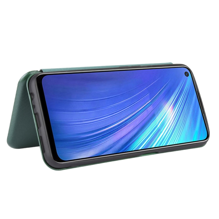 For OPPO Realme 6 Carbon Fiber Texture Horizontal Flip TPU + PC + PU Leather Case with Card Slot