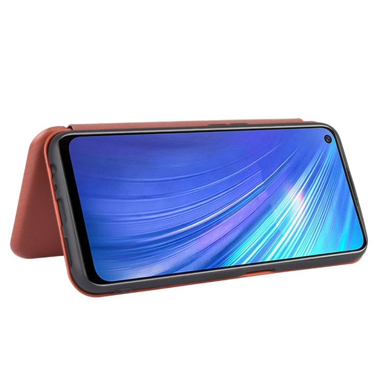 For OPPO Realme 6 Carbon Fiber Texture Horizontal Flip TPU + PC + PU Leather Case with Card Slot