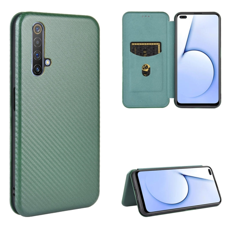 For OPPO Realme X3 Carbon Fiber Texture Horizontal Flip TPU + PC + PU Leather Case with Card Slot