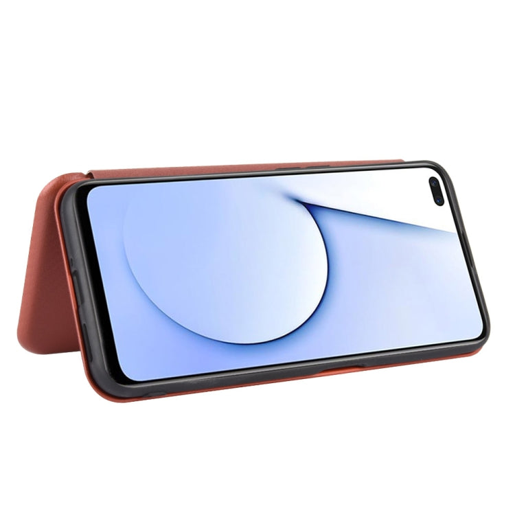 For OPPO Realme X3 Carbon Fiber Texture Horizontal Flip TPU + PC + PU Leather Case with Card Slot