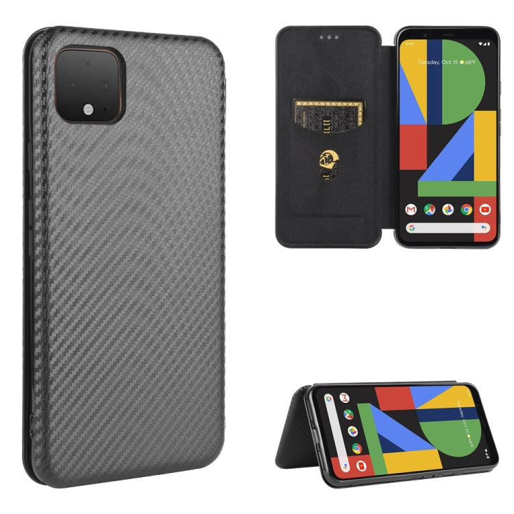 For Google Pixel 4 Carbon Fiber Texture Horizontal Flip TPU + PC + PU Leather Case with Card Slot