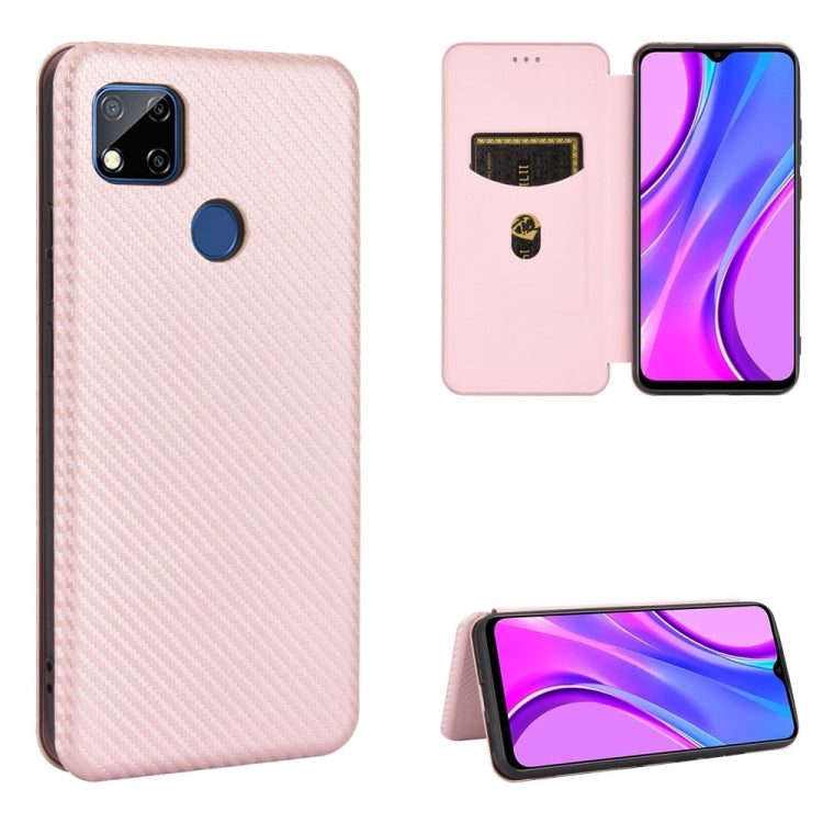 For Xiaomi Redmi 9C Carbon Fiber Texture Horizontal Flip TPU + PC + PU Leather Case with Card Slot