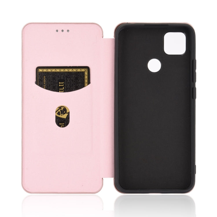 For Xiaomi Redmi 9C Carbon Fiber Texture Horizontal Flip TPU + PC + PU Leather Case with Card Slot