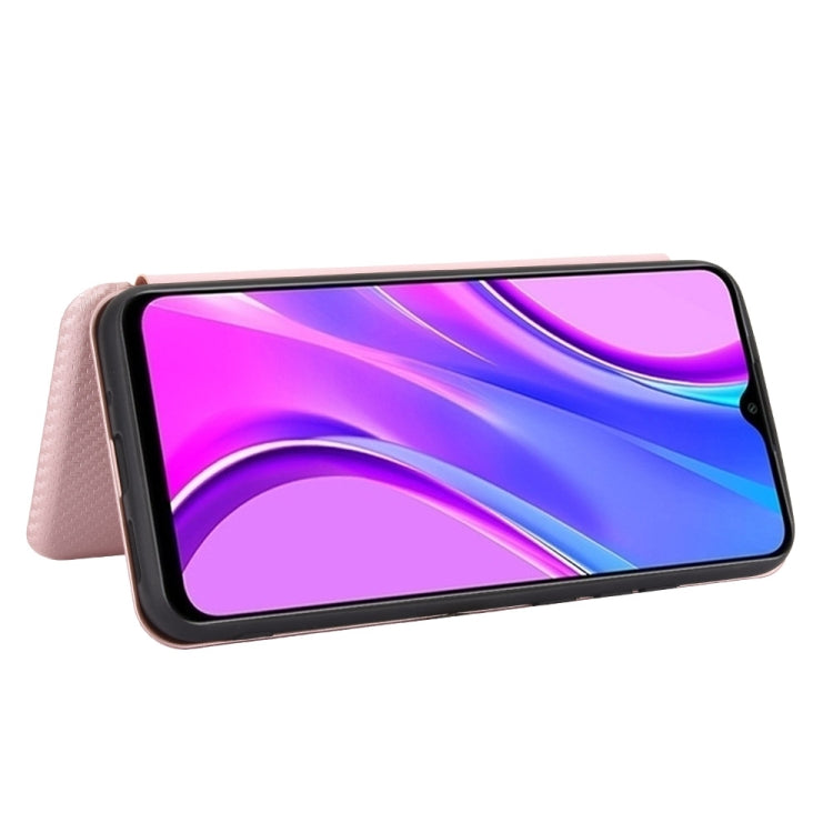 For Xiaomi Redmi 9C Carbon Fiber Texture Horizontal Flip TPU + PC + PU Leather Case with Card Slot