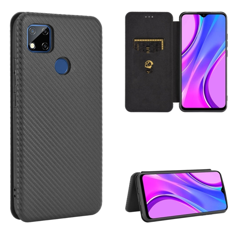 For Xiaomi Redmi 9C Carbon Fiber Texture Horizontal Flip TPU + PC + PU Leather Case with Card Slot