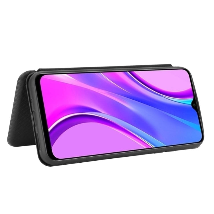 For Xiaomi Redmi 9C Carbon Fiber Texture Horizontal Flip TPU + PC + PU Leather Case with Card Slot