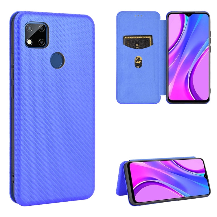 For Xiaomi Redmi 9C Carbon Fiber Texture Horizontal Flip TPU + PC + PU Leather Case with Card Slot