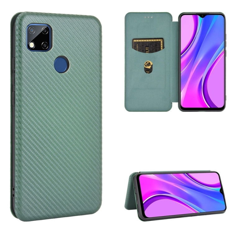 For Xiaomi Redmi 9C Carbon Fiber Texture Horizontal Flip TPU + PC + PU Leather Case with Card Slot