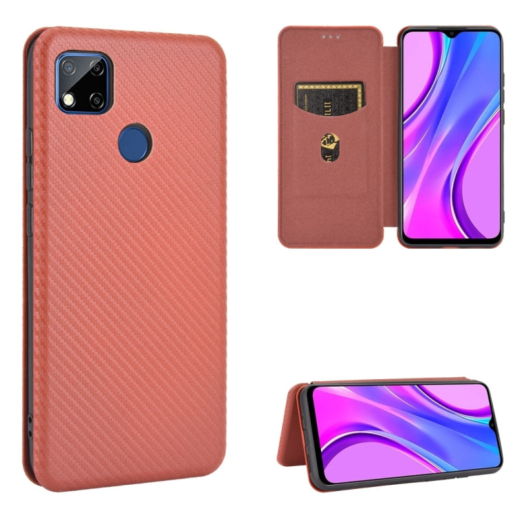 For Xiaomi Redmi 9C Carbon Fiber Texture Horizontal Flip TPU + PC + PU Leather Case with Card Slot