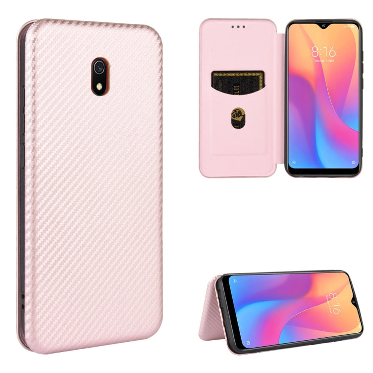 For Xiaomi Redmi 8A Carbon Fiber Texture Horizontal Flip TPU + PC + PU Leather Case with Card Slot